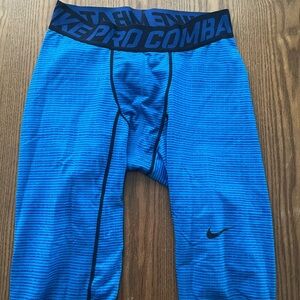 Nike Pro Combat Striped Blue Leggings size Large